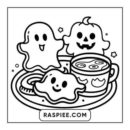 100 Bold and Easy Cute Halloween Coloring Pages Printable PDF Instant Download