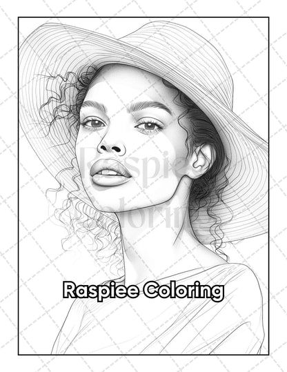 50 Black Women Portrait Coloring Pages for Adults Printable PDF Instant Download