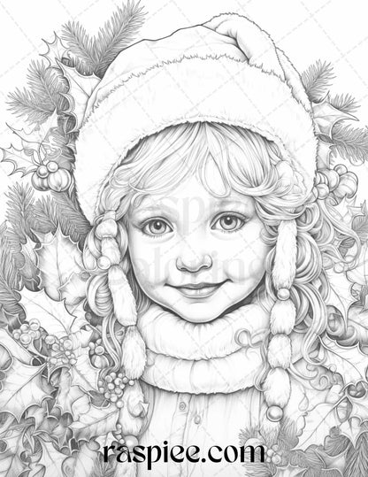 110 Christmas Elves Grayscale Coloring Pages Printable for Adults Kids, PDF File Instant Download