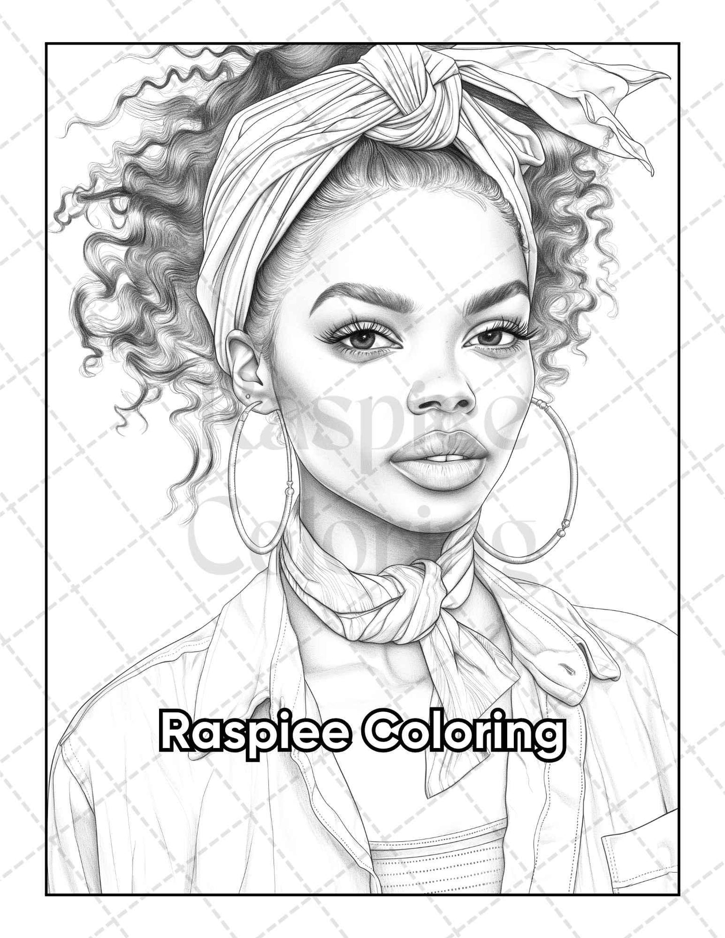 50 Black Women Portrait Coloring Pages for Adults Printable PDF Instant Download