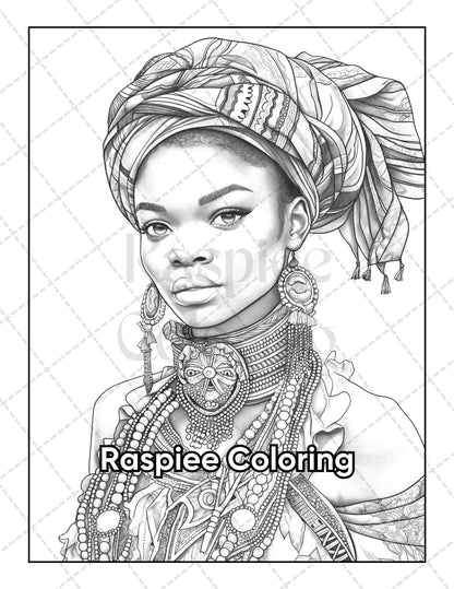 50 Black Women Portrait Coloring Pages for Adults Printable PDF Instant Download