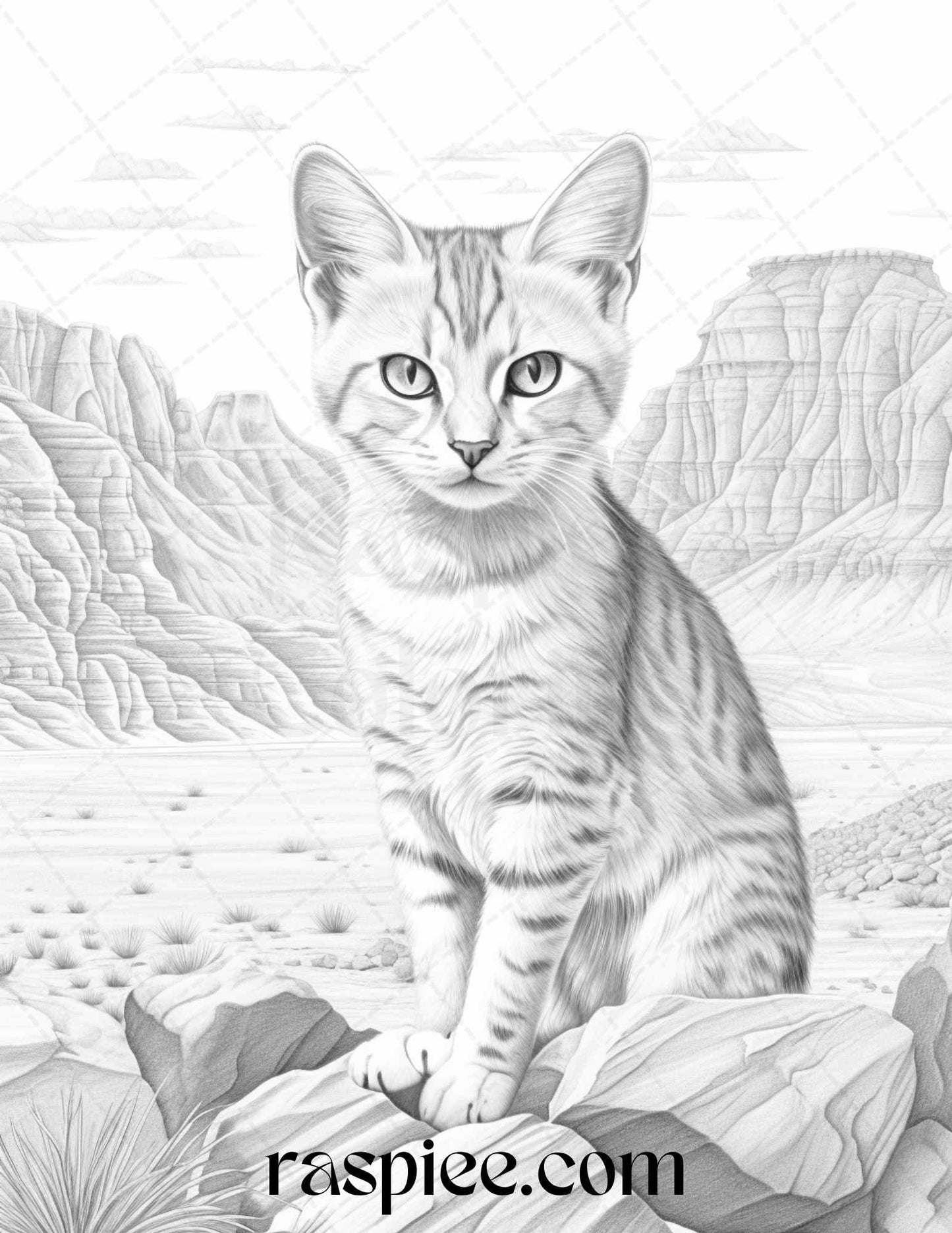 43 Desert Animals Grayscale Coloring Pages Printable for Adults, PDF File Instant Download