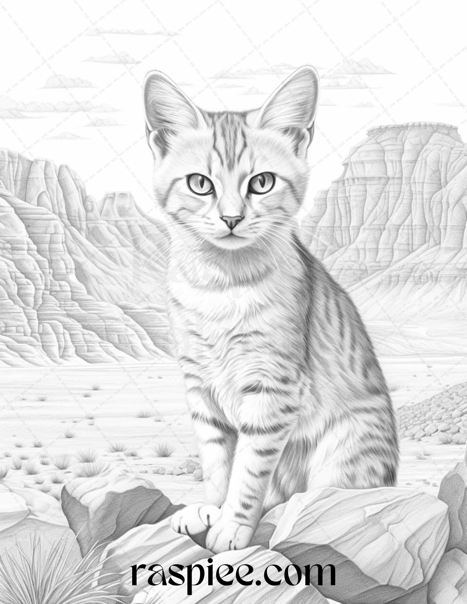 43 Desert Animals Grayscale Coloring Pages Printable for Adults, PDF File Instant Download