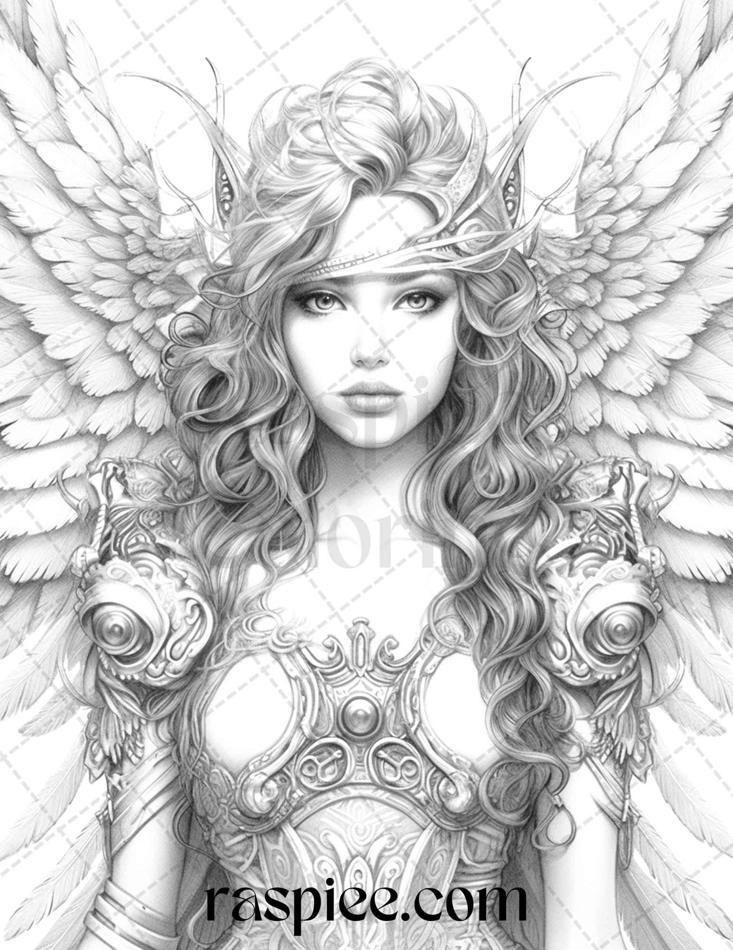 42 Enchanting Angels Grayscale Coloring Pages Printable for Adults, PDF File Instant Download