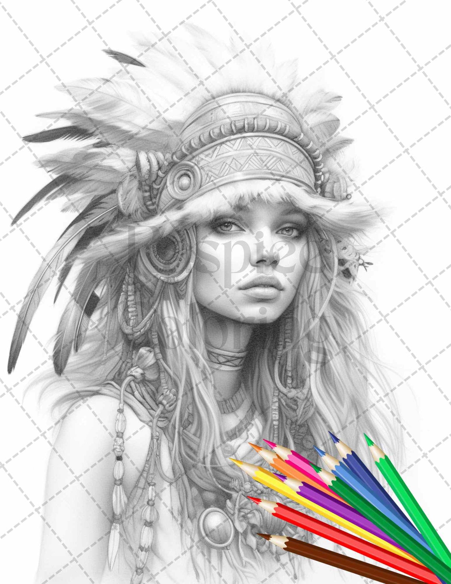 43 Beautiful Hippie Girls Grayscale Coloring Pages Printable for Adults, PDF File Instant Download