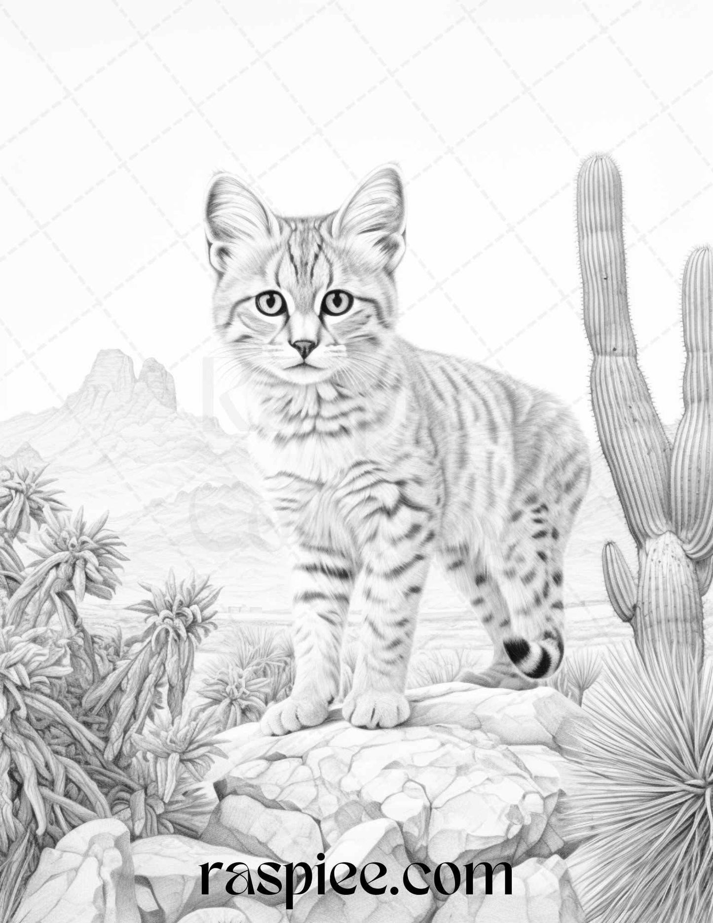 43 Desert Animals Grayscale Coloring Pages Printable for Adults, PDF File Instant Download