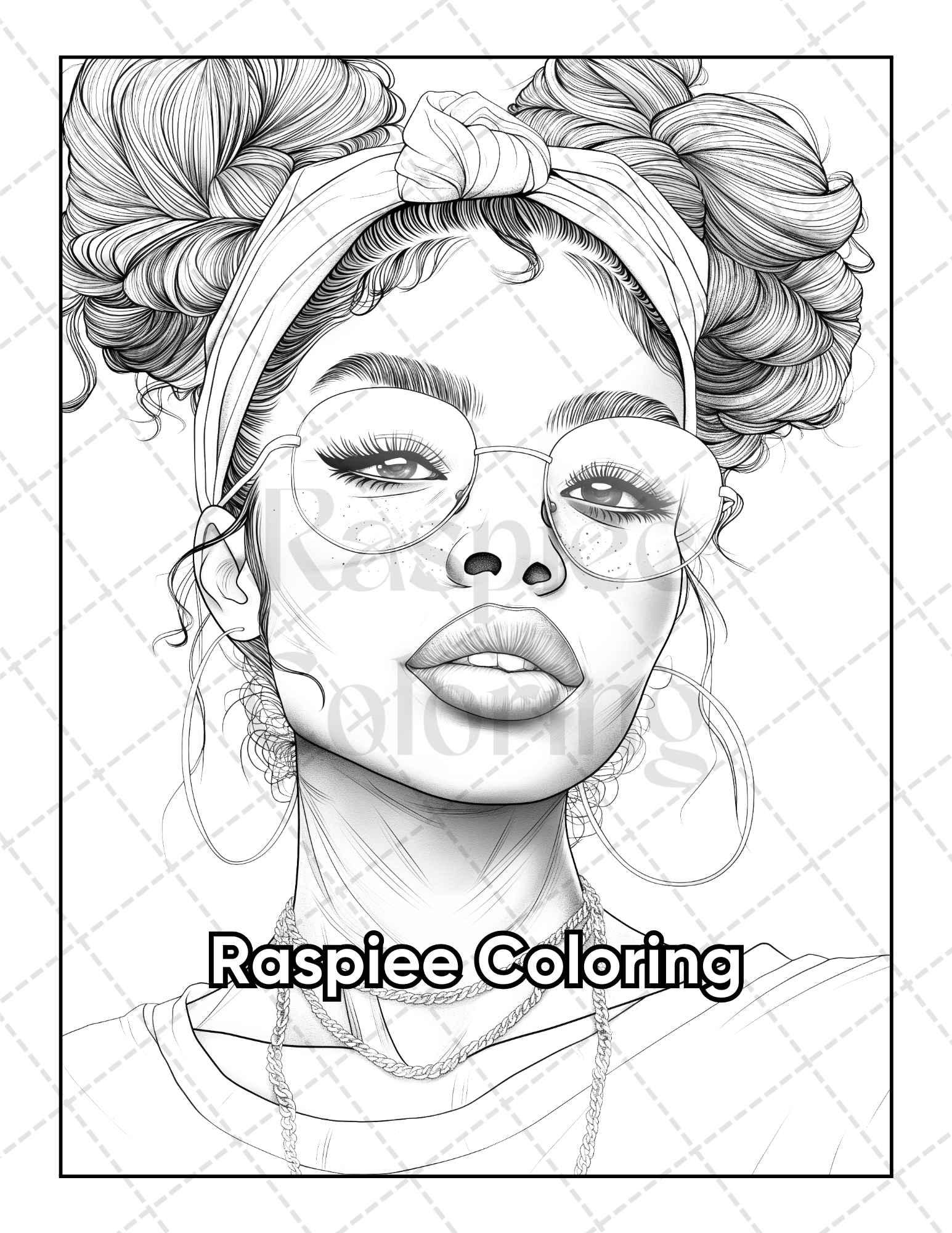 50 Black Women Portrait Coloring Pages for Adults Printable PDF Instant Download