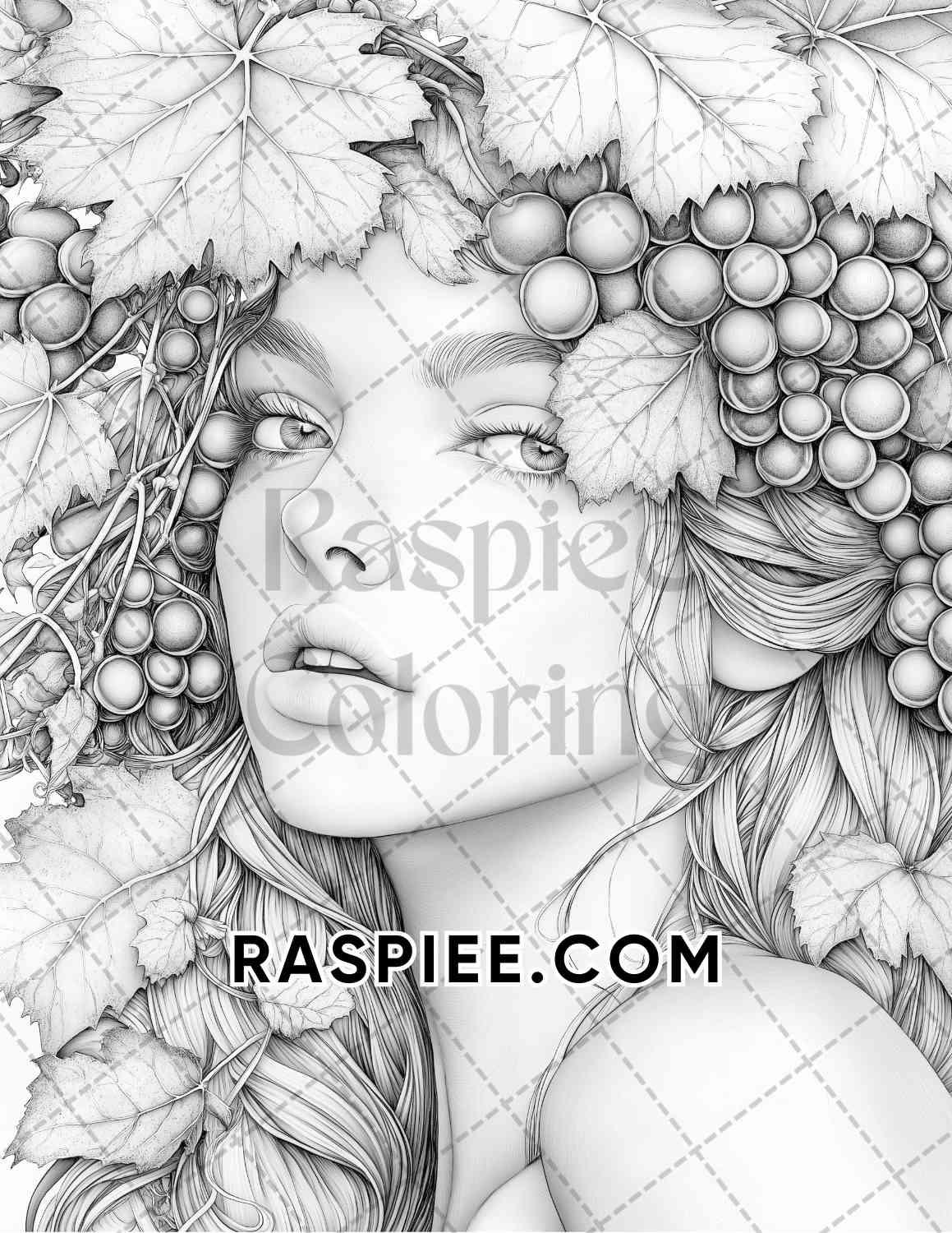 Autumn Beauties Portrait Adult Coloring Pages Printable PDF Instant Download