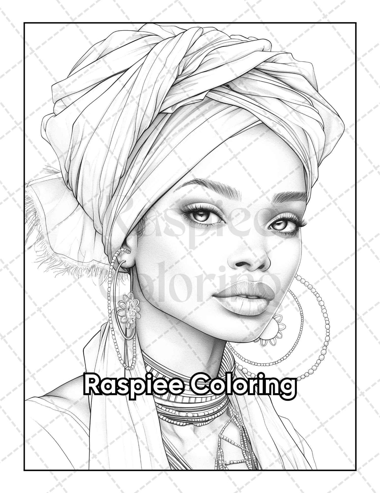 50 Black Women Portrait Coloring Pages for Adults Printable PDF Instant Download