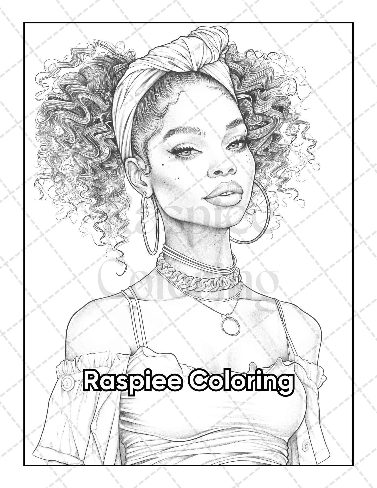 50 Black Women Portrait Coloring Pages for Adults Printable PDF Instant Download