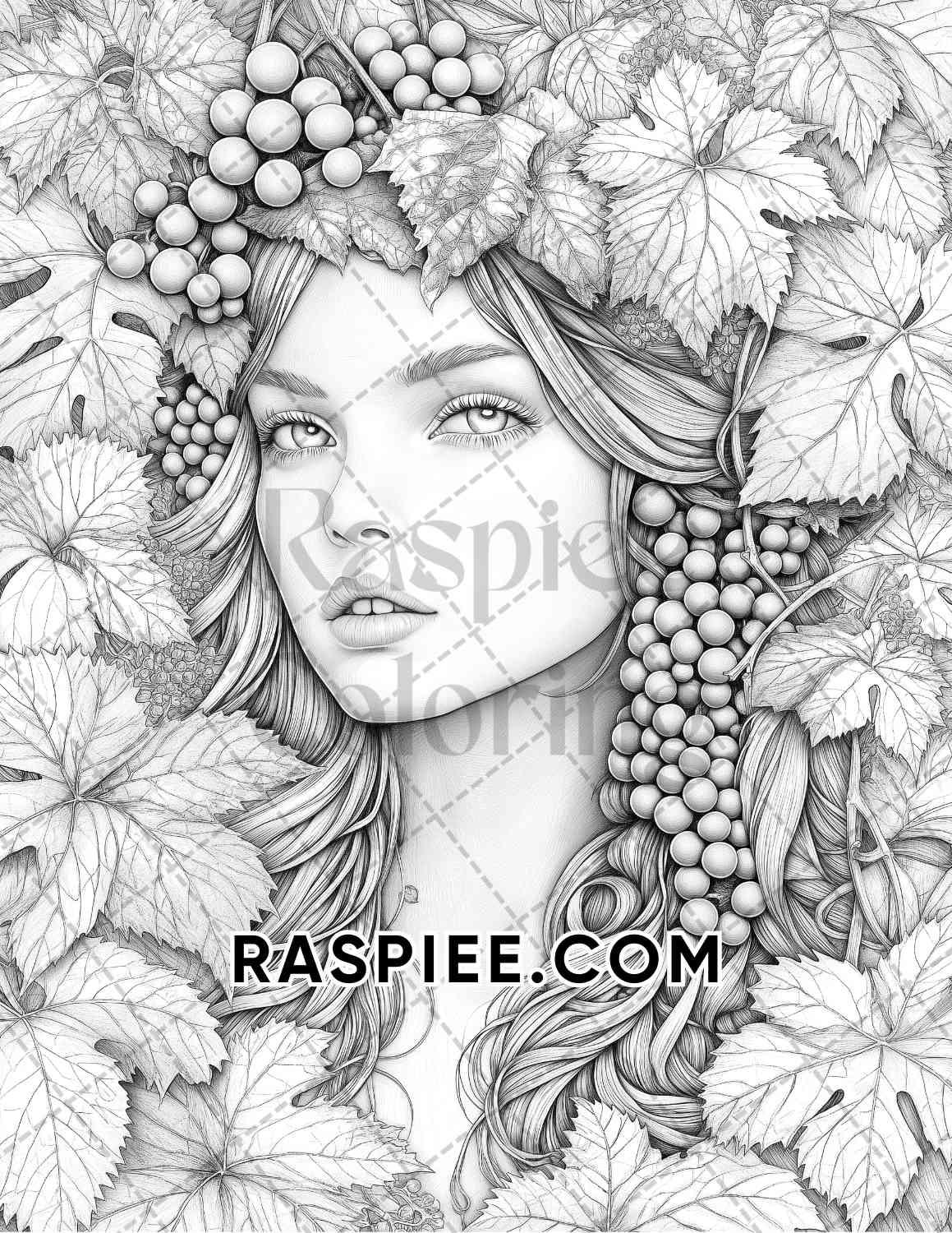 Autumn Beauties Portrait Adult Coloring Pages Printable PDF Instant Download