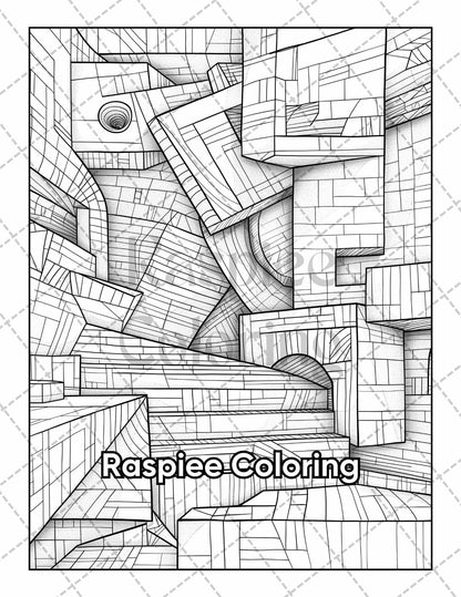 50 Abstract Art Adult Coloring Pages Printable PDF Instant Download