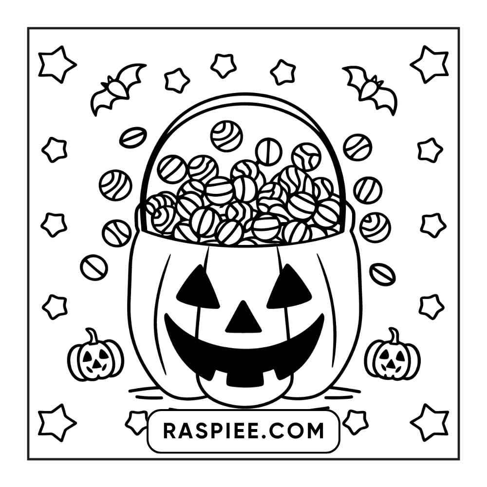 100 Bold and Easy Cute Halloween Coloring Pages Printable PDF Instant Download