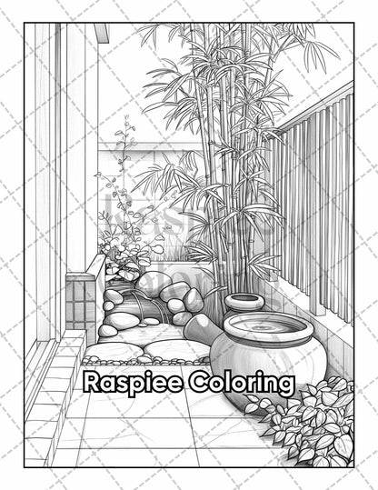 50 Balcony Garden Adult Coloring Pages Printable PDF Instant Download