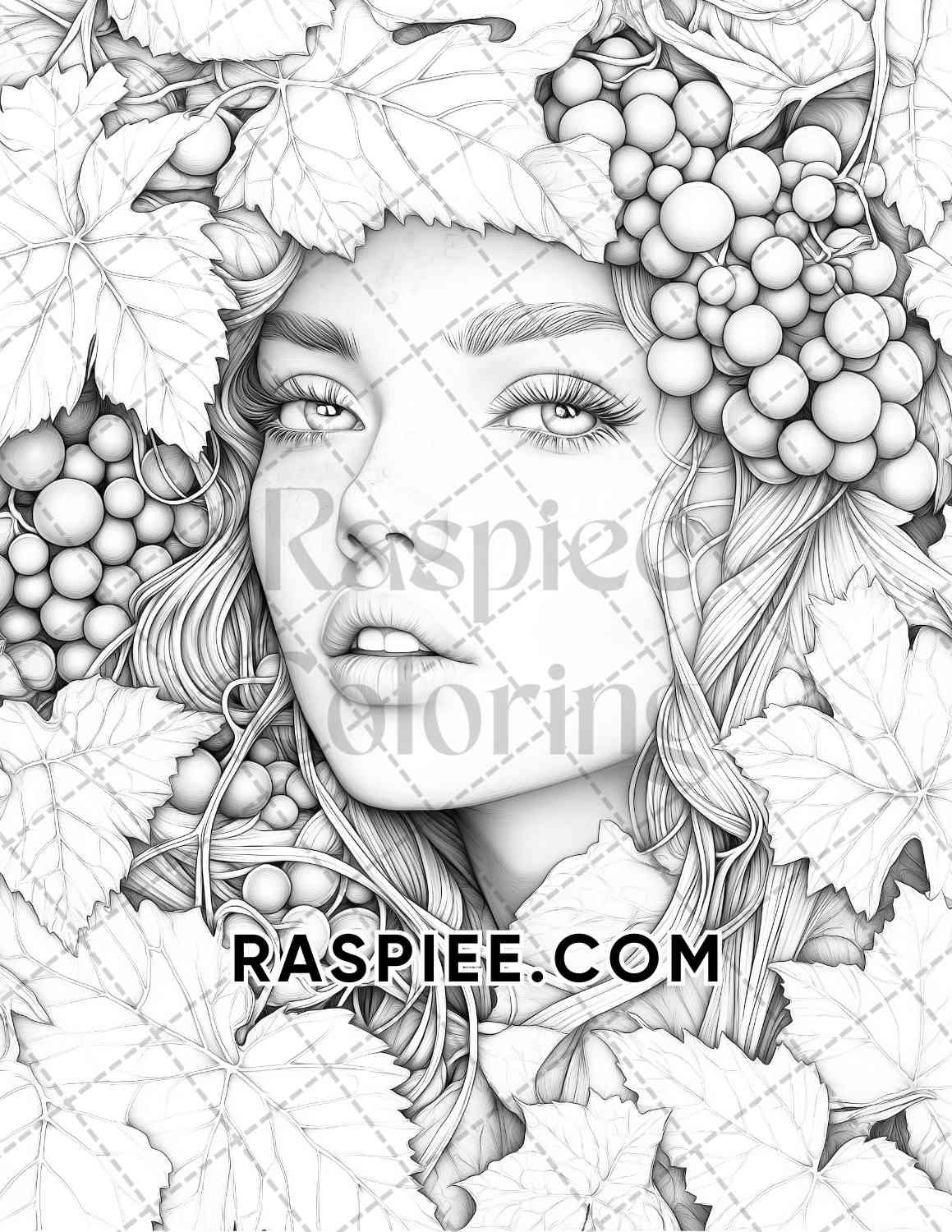 Autumn Beauties Portrait Adult Coloring Pages Printable PDF Instant Download