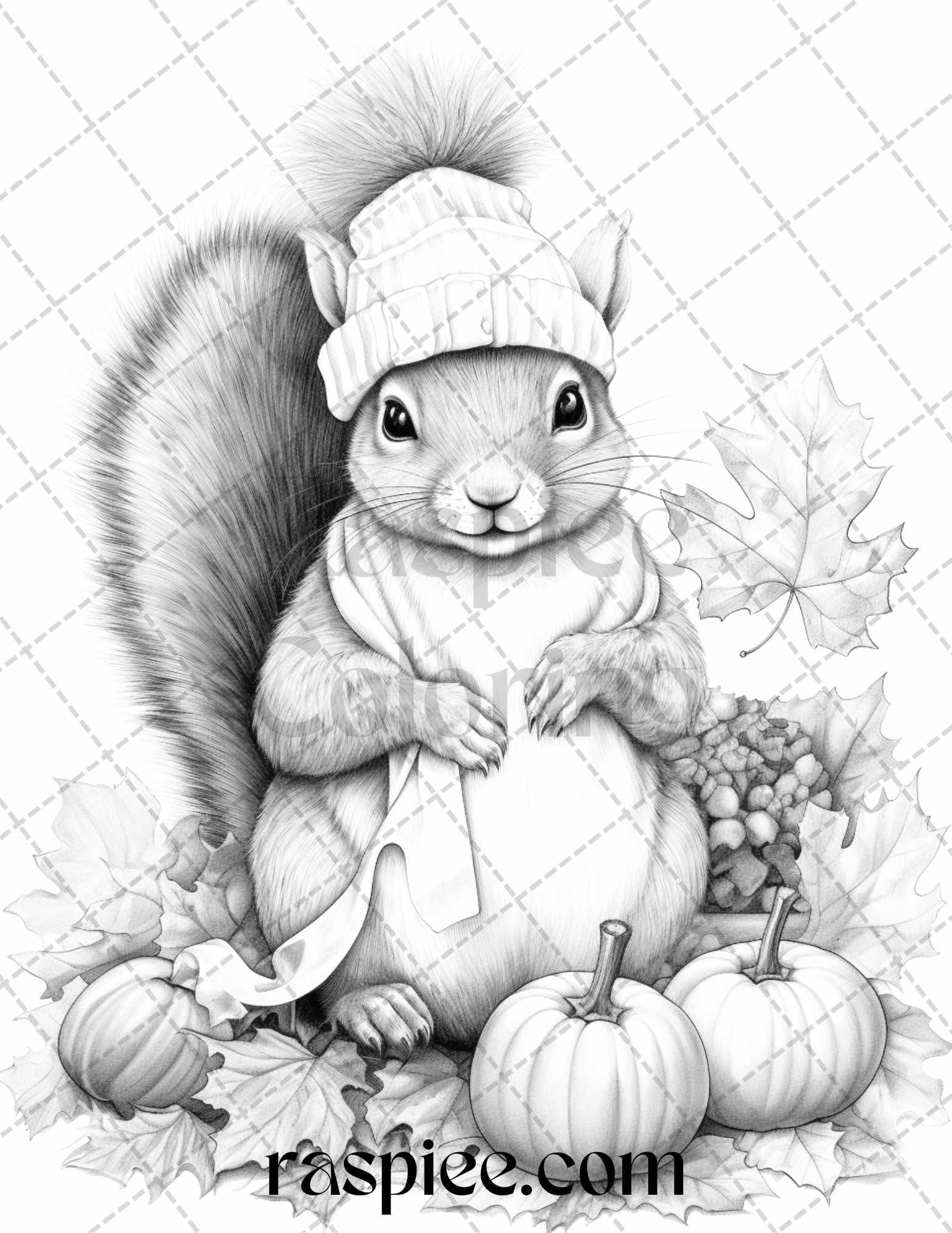 40 Cute Fall Animals Grayscale Coloring Pages Printable for Adults and Kids, PDF File Instant Download