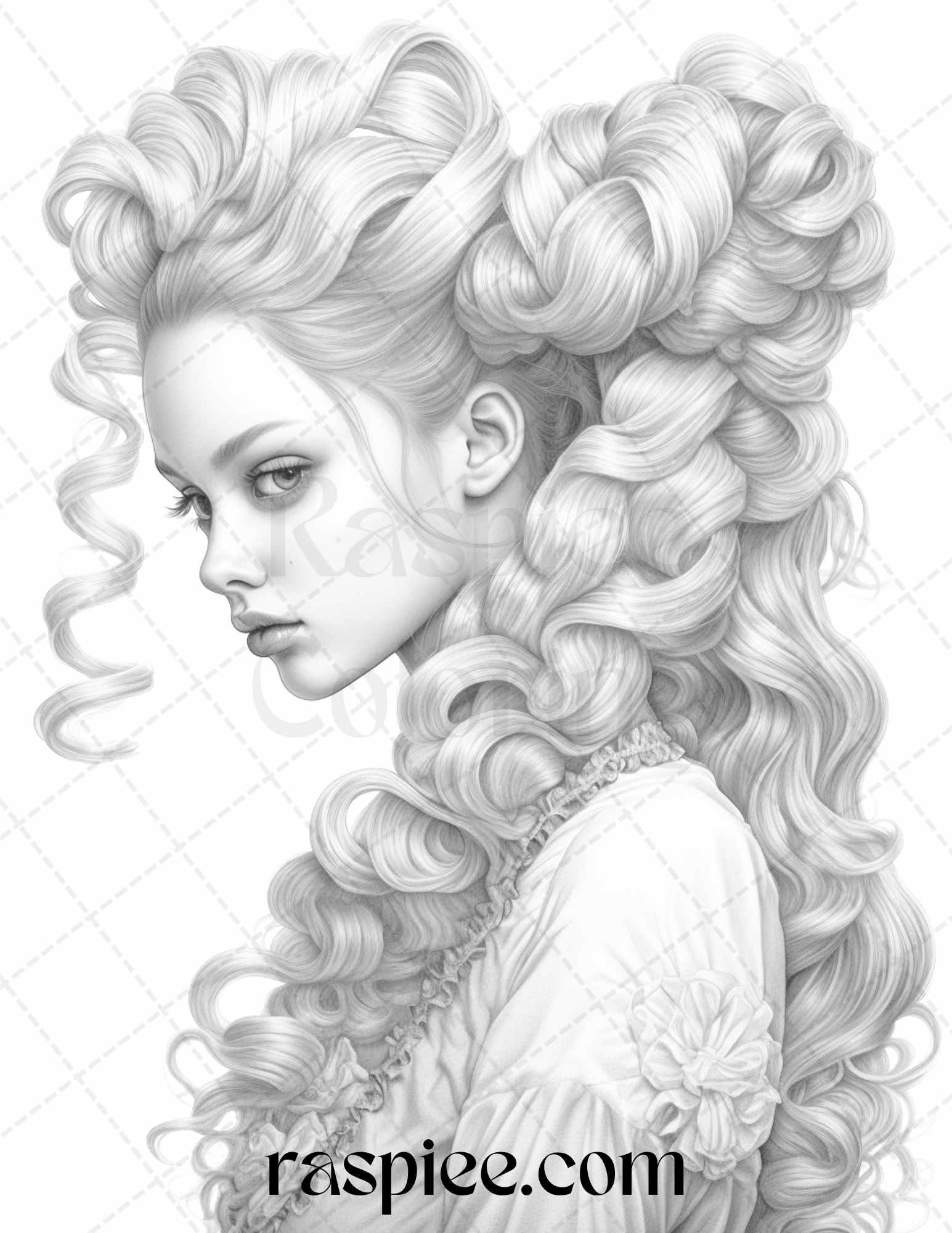 43 Beautiful Hairstyles Grayscale Coloring Pages Printable for Adults, PDF File Instant Download