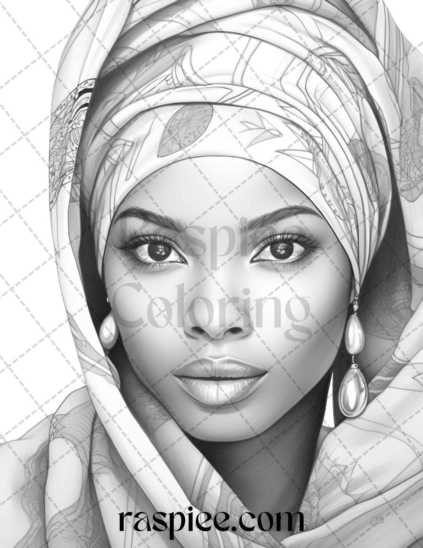 40 Beautiful African Women Grayscale Coloring Pages Printable for Adults, PDF File Instant Download