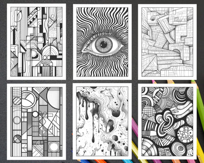 50 Abstract Art Adult Coloring Pages Printable PDF Instant Download