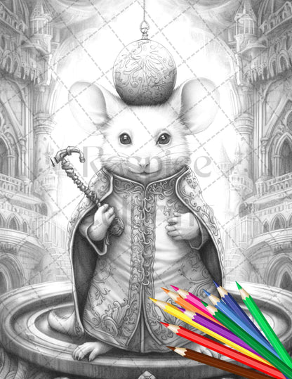 40 Little Mouse Prince Grayscale Coloring Pages Printable for Adults, PDF File Instant Download