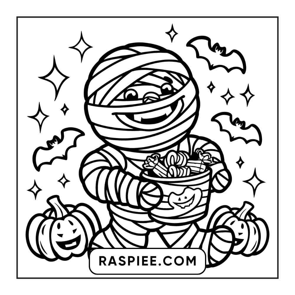 100 Bold and Easy Cute Halloween Coloring Pages Printable PDF Instant Download