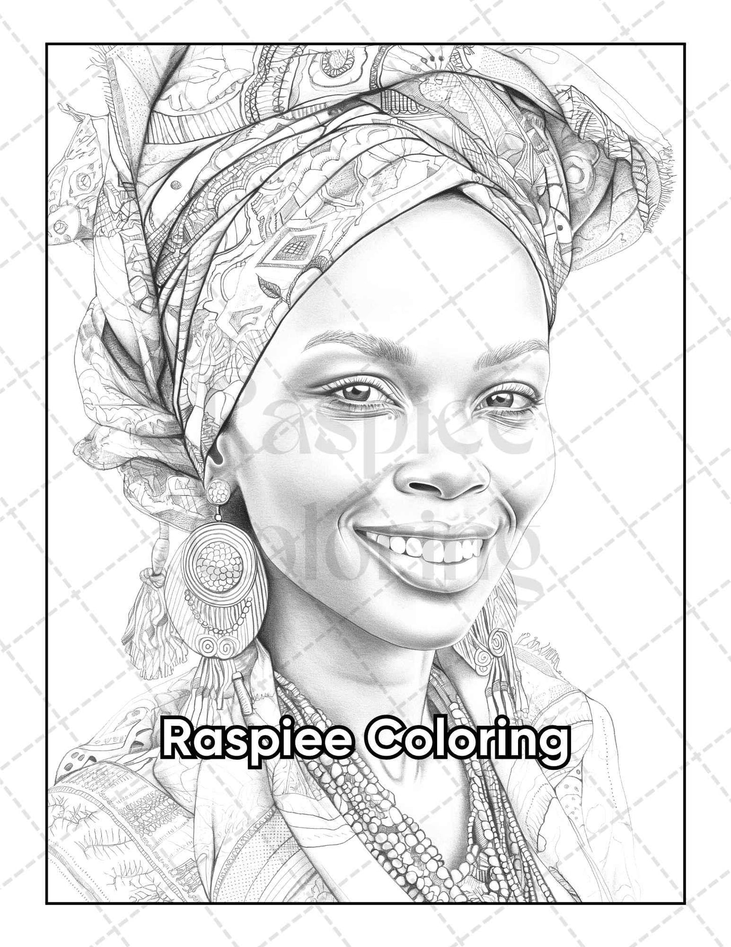 50 Black Women Portrait Coloring Pages for Adults Printable PDF Instant Download