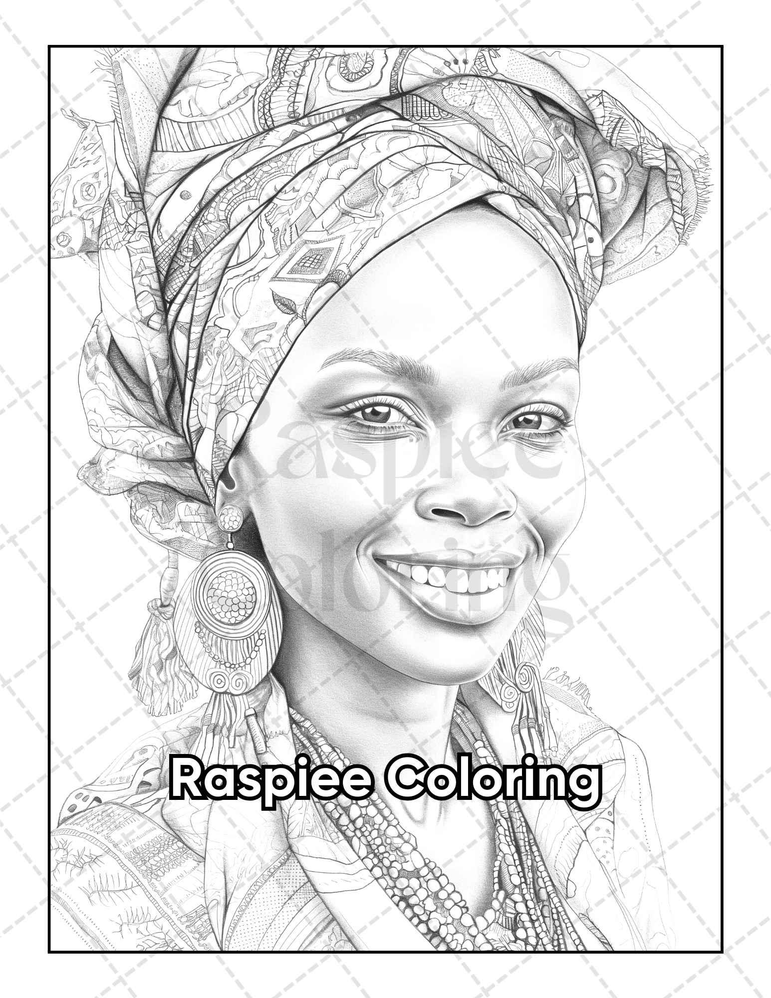 50 Black Women Portrait Coloring Pages for Adults Printable PDF Instant Download