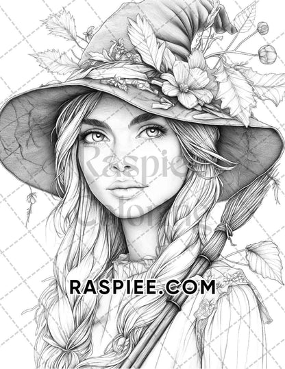 Autumn Beauties Portrait Adult Coloring Pages Printable PDF Instant Download