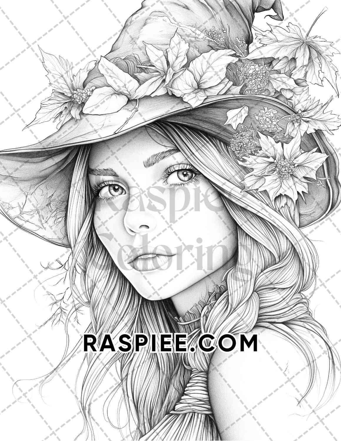 Autumn Beauties Portrait Adult Coloring Pages Printable PDF Instant Download