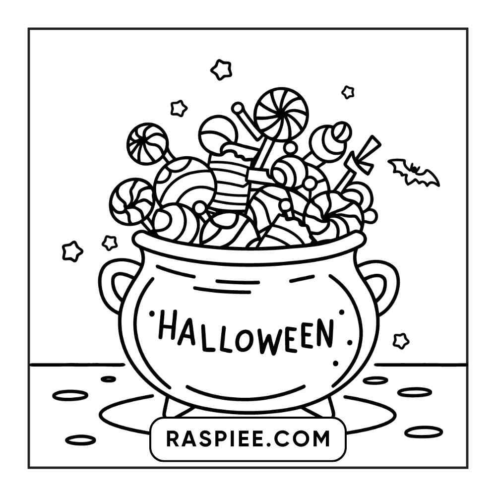 100 Bold and Easy Cute Halloween Coloring Pages Printable PDF Instant Download