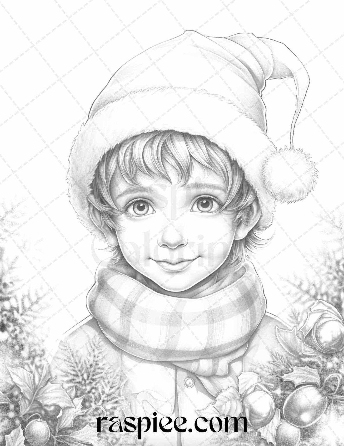 110 Christmas Elves Grayscale Coloring Pages Printable for Adults Kids, PDF File Instant Download