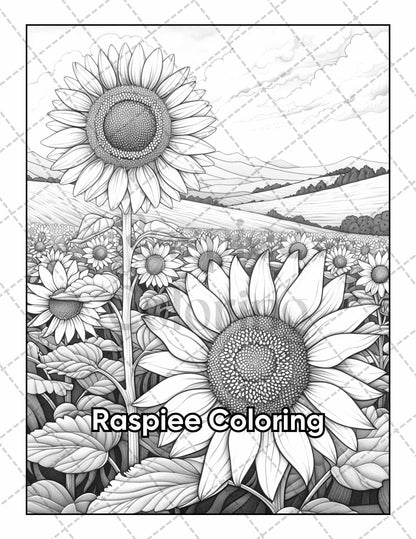 101 Relaxing Landscapes Grayscale Adult Coloring Pages Printable PDF Instant Download