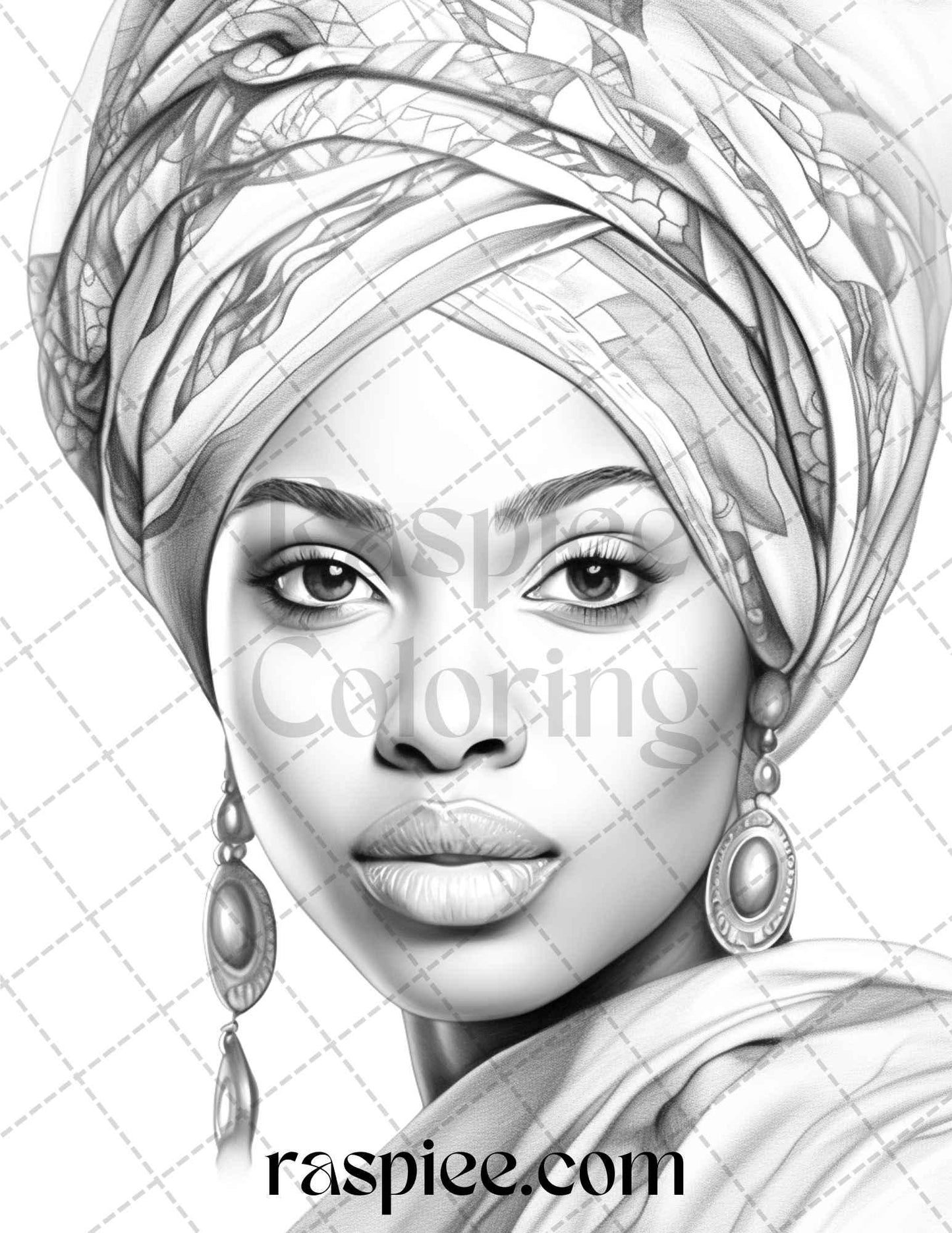 40 Beautiful African Women Grayscale Coloring Pages Printable for Adults, PDF File Instant Download