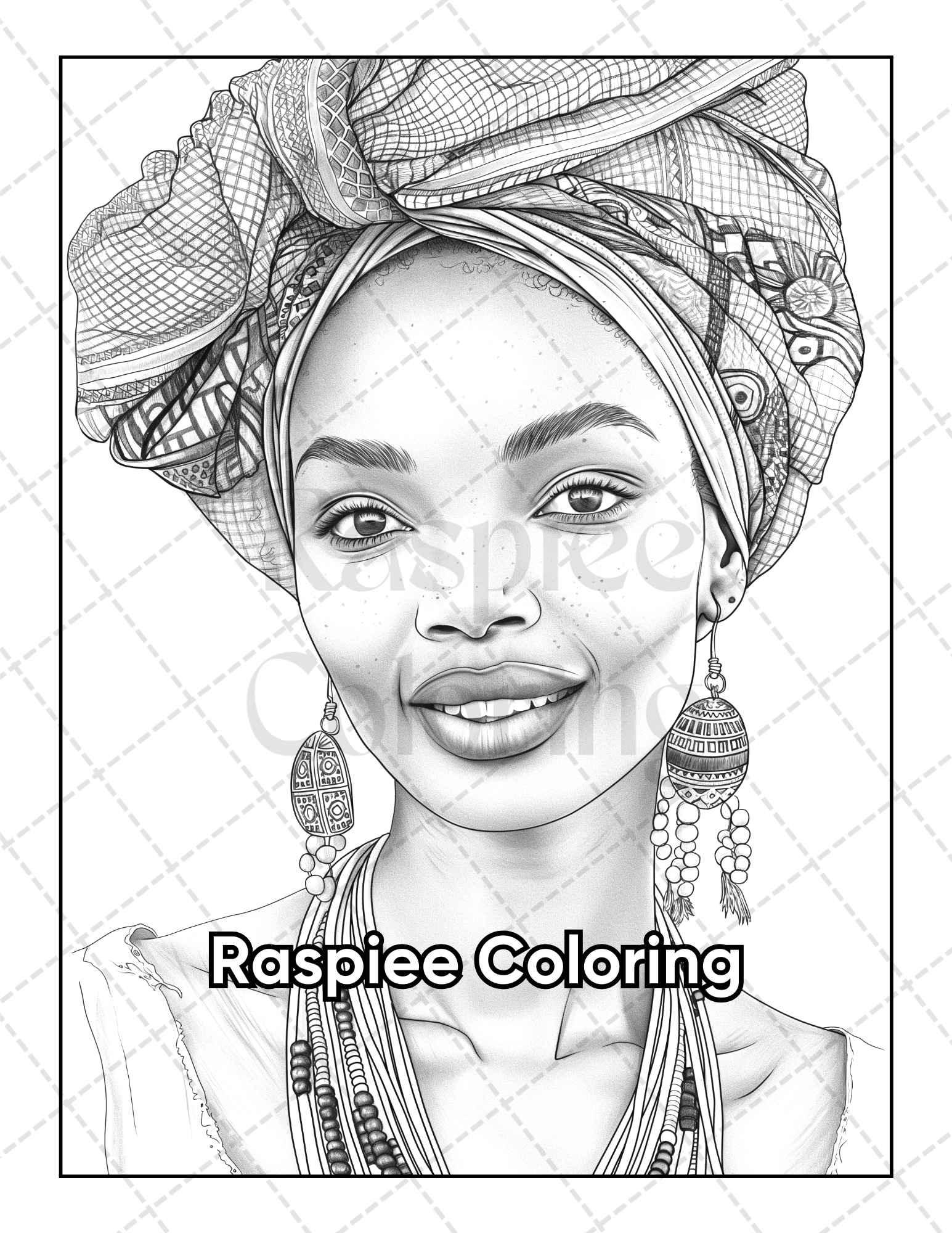 50 Black Women Portrait Coloring Pages for Adults Printable PDF Instant Download