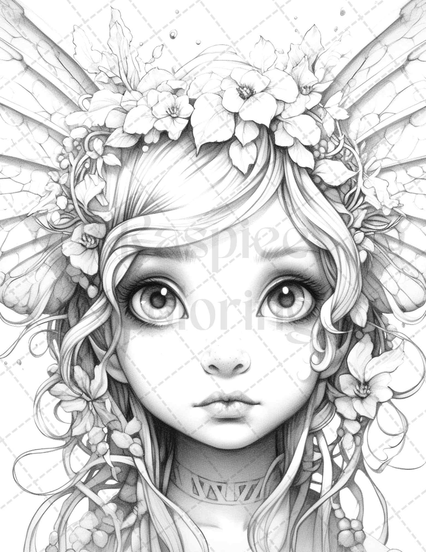 45 Adorable Chibi Fairy Grayscale Coloring Pages Printable for Adults, PDF File Instant Download