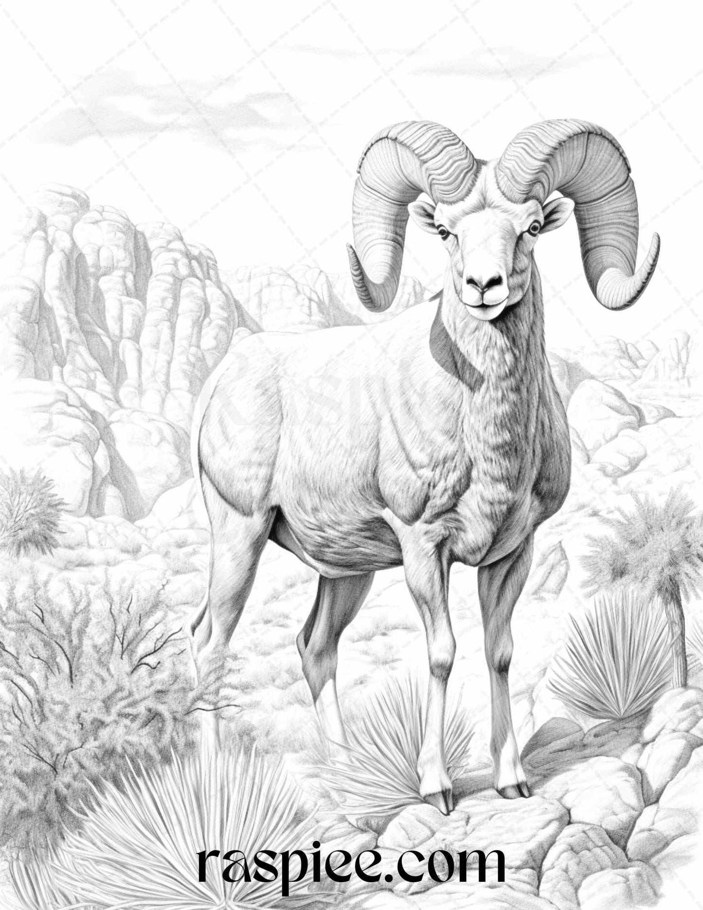 43 Desert Animals Grayscale Coloring Pages Printable for Adults, PDF File Instant Download