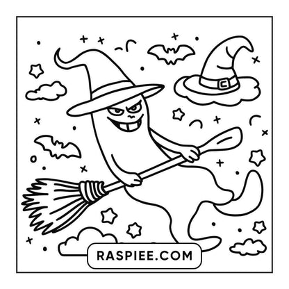 100 Bold and Easy Cute Halloween Coloring Pages Printable PDF Instant Download