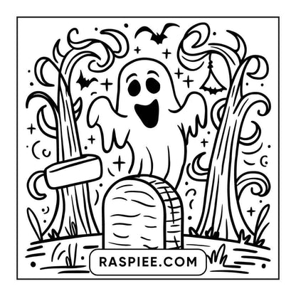 100 Bold and Easy Cute Halloween Coloring Pages Printable PDF Instant Download