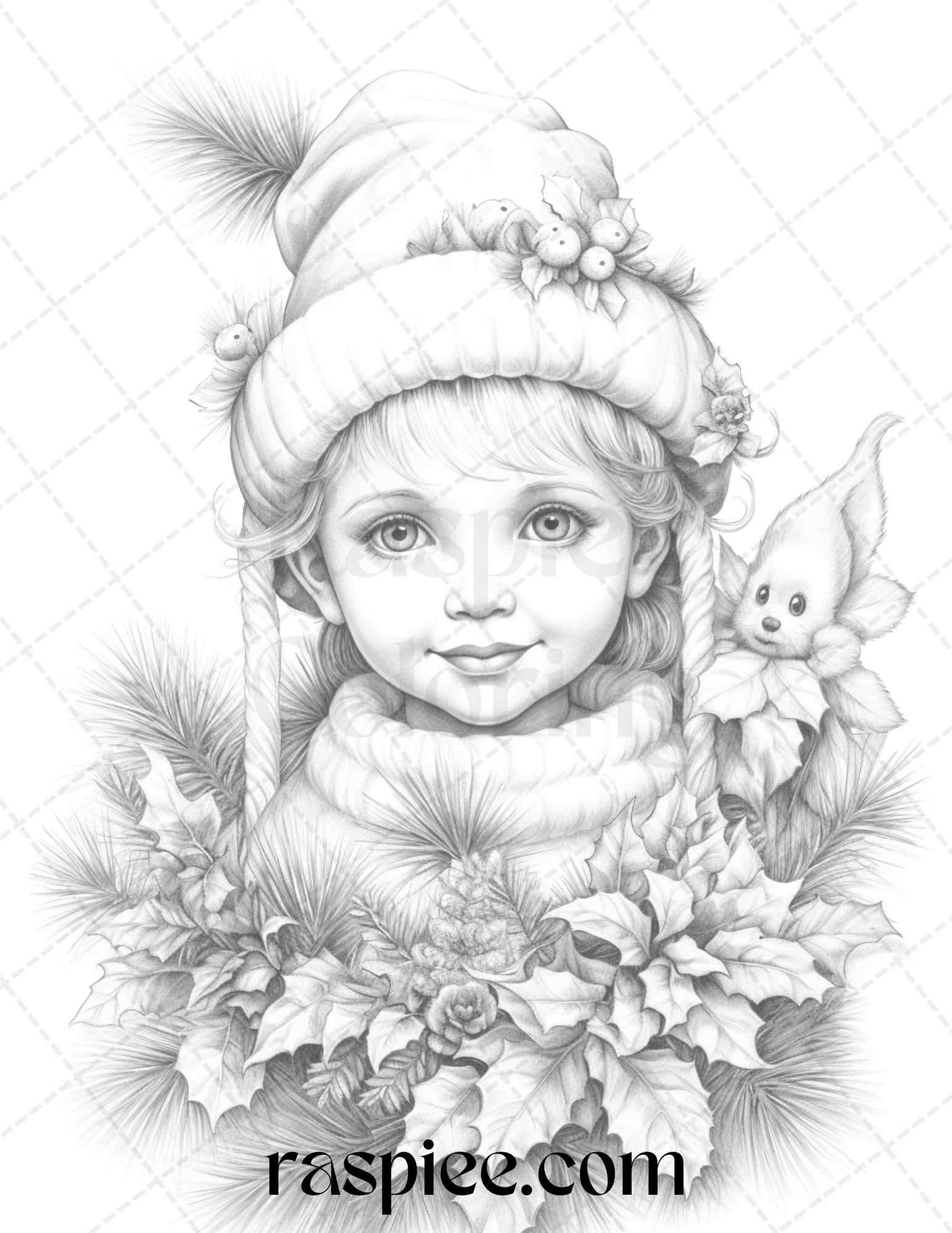 110 Christmas Elves Grayscale Coloring Pages Printable for Adults Kids, PDF File Instant Download