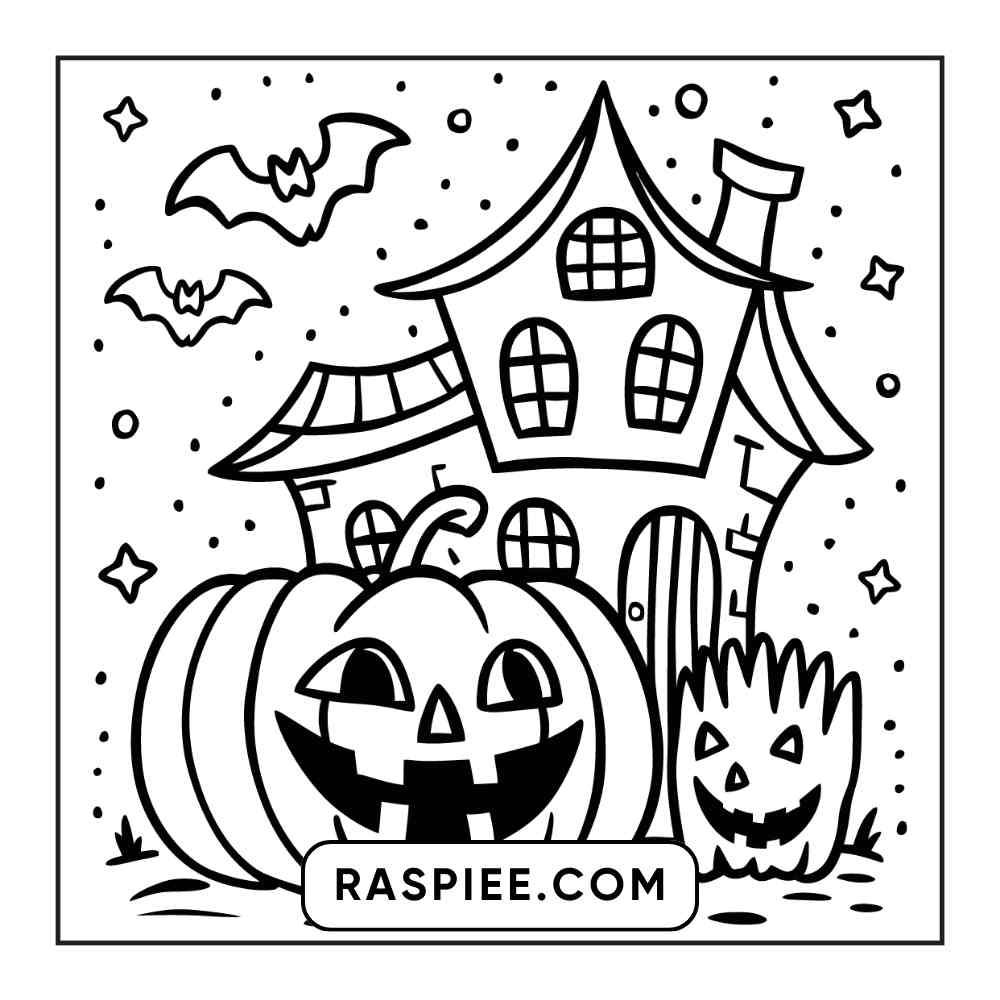 100 Bold and Easy Cute Halloween Coloring Pages Printable PDF Instant Download