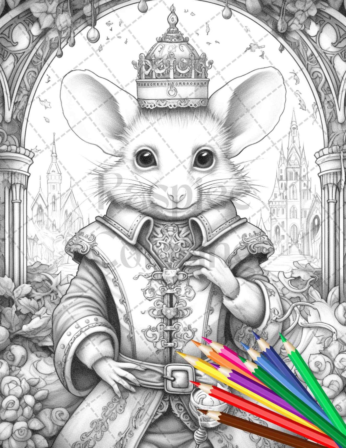 40 Little Mouse Prince Grayscale Coloring Pages Printable for Adults, PDF File Instant Download