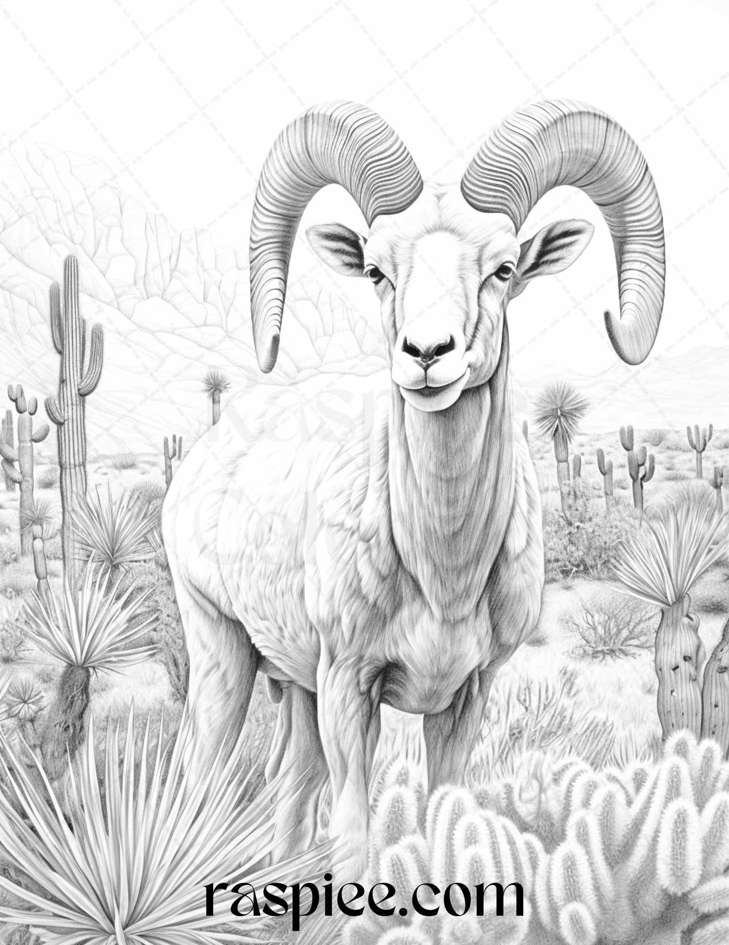 43 Desert Animals Grayscale Coloring Pages Printable for Adults, PDF File Instant Download