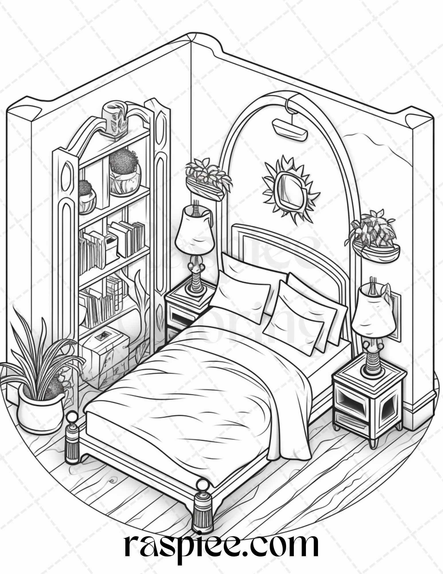 40 Pocket Room Coloring Pages Printable for Adults Kids, PDF File Instant Download