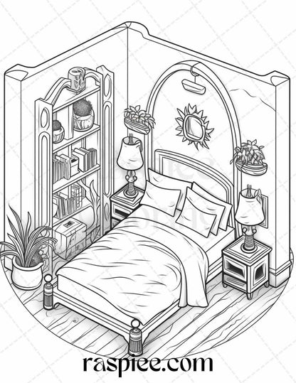 40 Pocket Room Coloring Pages Printable for Adults Kids, PDF File Instant Download