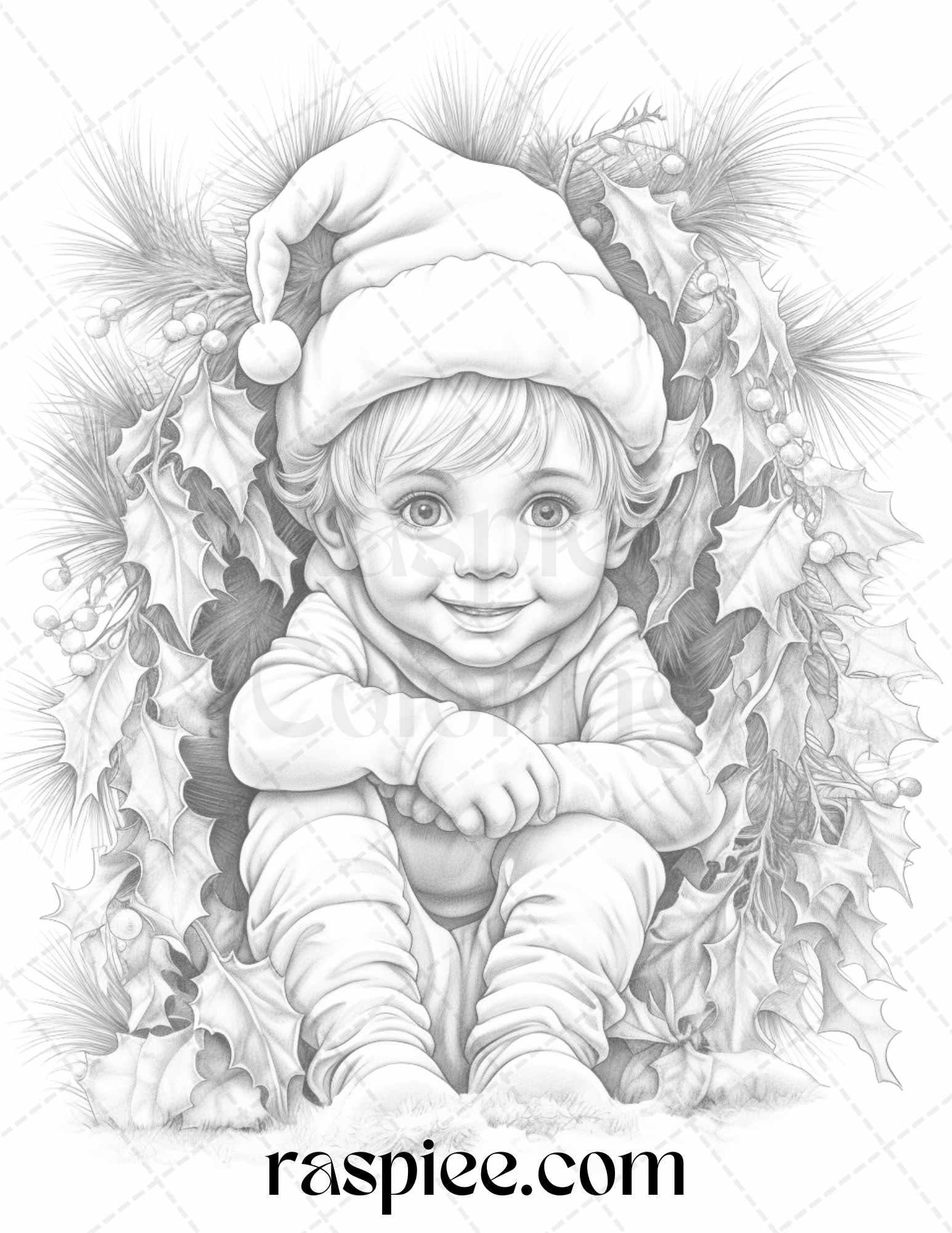 110 Christmas Elves Grayscale Coloring Pages Printable for Adults Kids, PDF File Instant Download