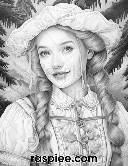 80 World Cultures Portraits Grayscale Adult Coloring Pages, Printable PDF Instant Download