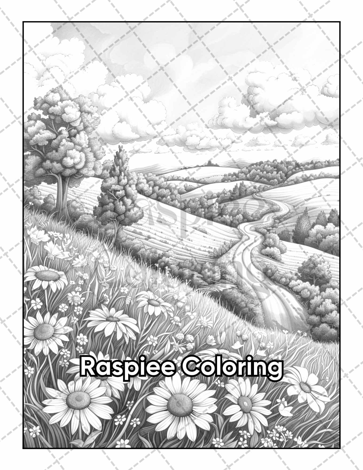 101 Relaxing Landscapes Grayscale Adult Coloring Pages Printable PDF Instant Download