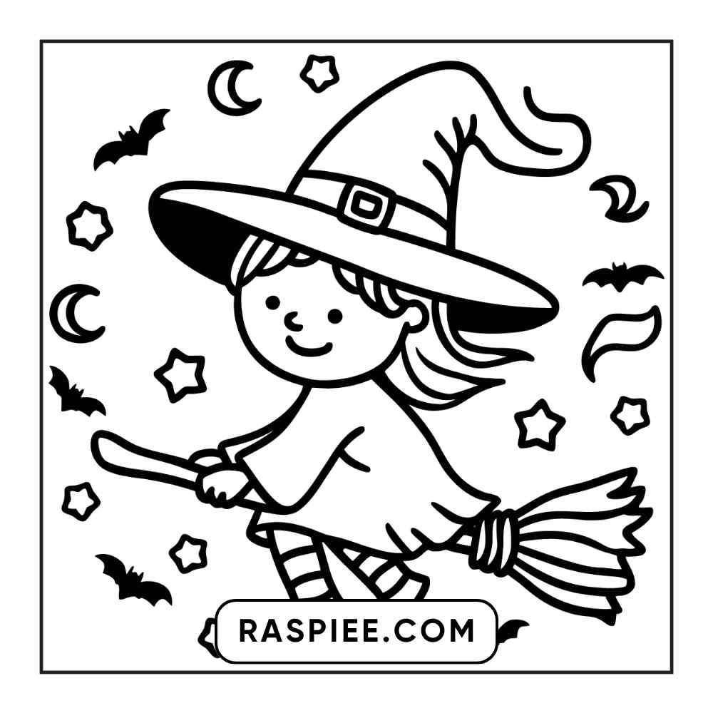 100 Bold and Easy Cute Halloween Coloring Pages Printable PDF Instant Download