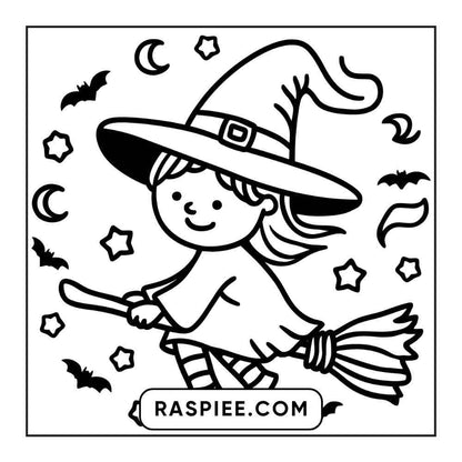 100 Bold and Easy Cute Halloween Coloring Pages Printable PDF Instant Download