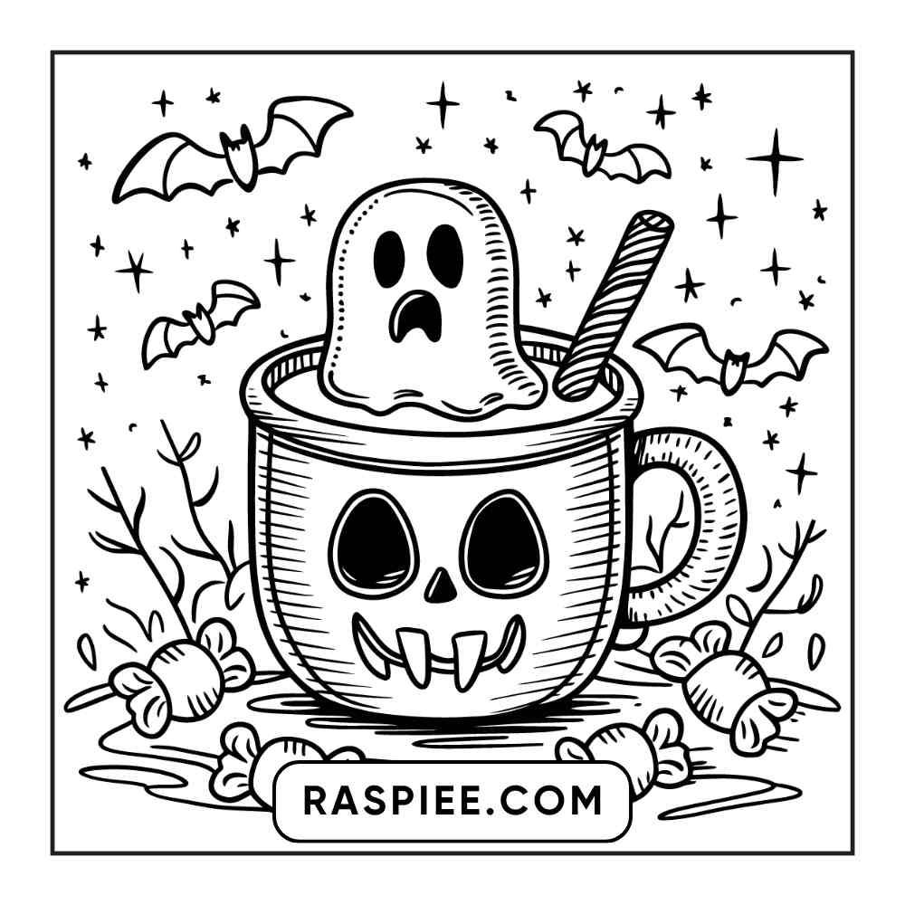 100 Bold and Easy Cute Halloween Coloring Pages Printable PDF Instant Download